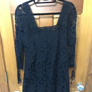 Black lace long sleeve dress